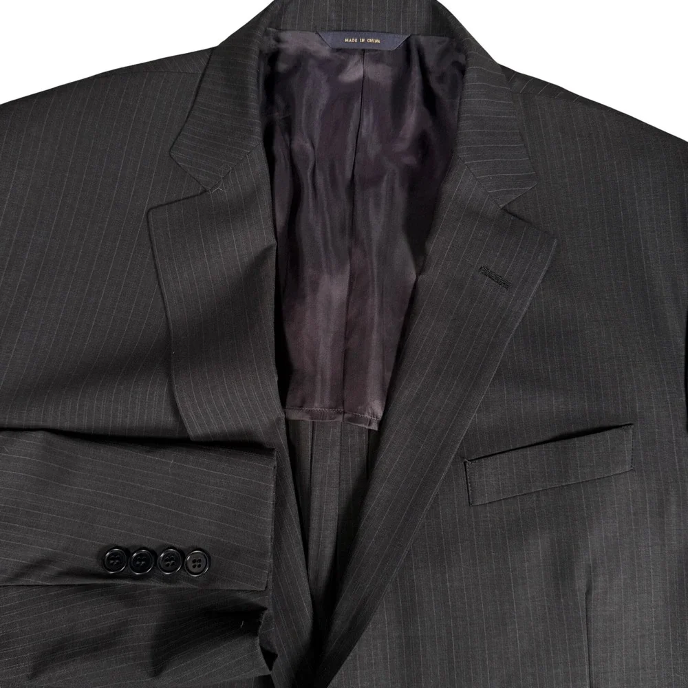 Brooks Brothers Fitzgerald BrooksCool Pinstripe Suit Jacket Charcoal Grey 46R